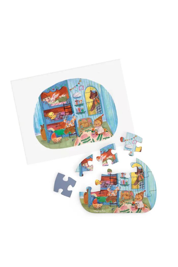 Mini puzzel (4 x 12 st) - Les Minouchkas van Moulin Roty | Kids Conceptstore Le Fanfare