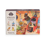 Mini puzzel (4 x 12 st) - Les Minouchkas van Moulin Roty | Kids Conceptstore Le Fanfare