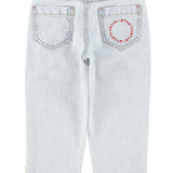 mom fit trousers - washed light blue denim