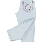 mom fit trousers - washed light blue denim