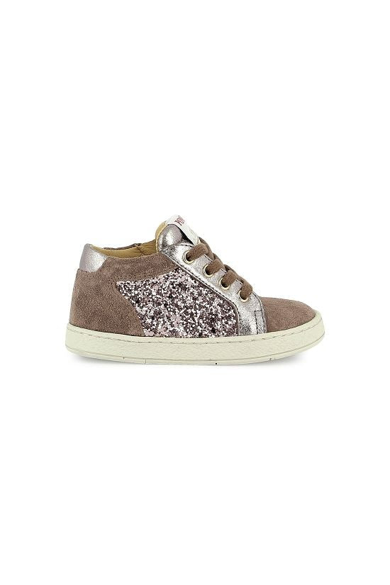 Mousse zip top - Velours-glitter - Vieux rose-nude van POM D'API | Kids Conceptstore Le Fanfare