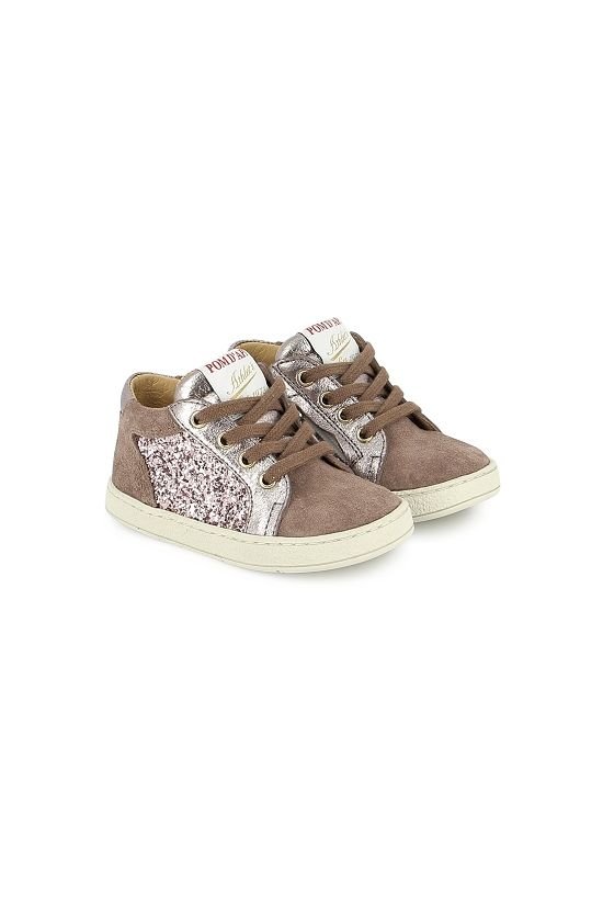 Mousse zip top - Velours-glitter - Vieux rose-nude van POM D'API | Kids Conceptstore Le Fanfare