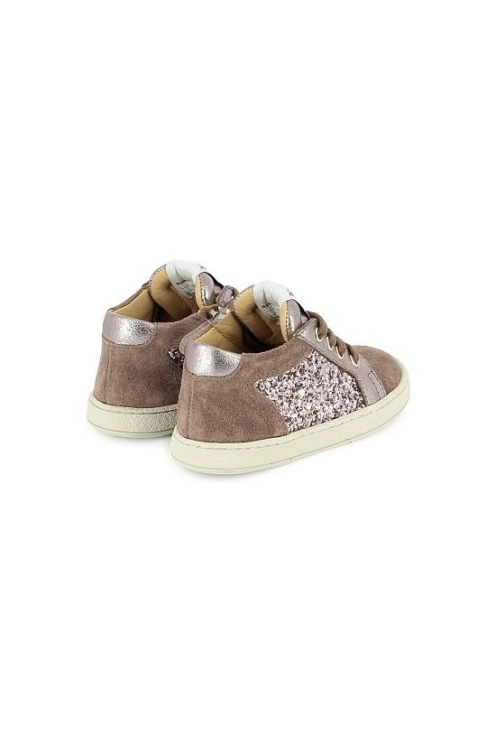 Mousse zip top - Velours-glitter - Vieux rose-nude van POM D'API | Kids Conceptstore Le Fanfare