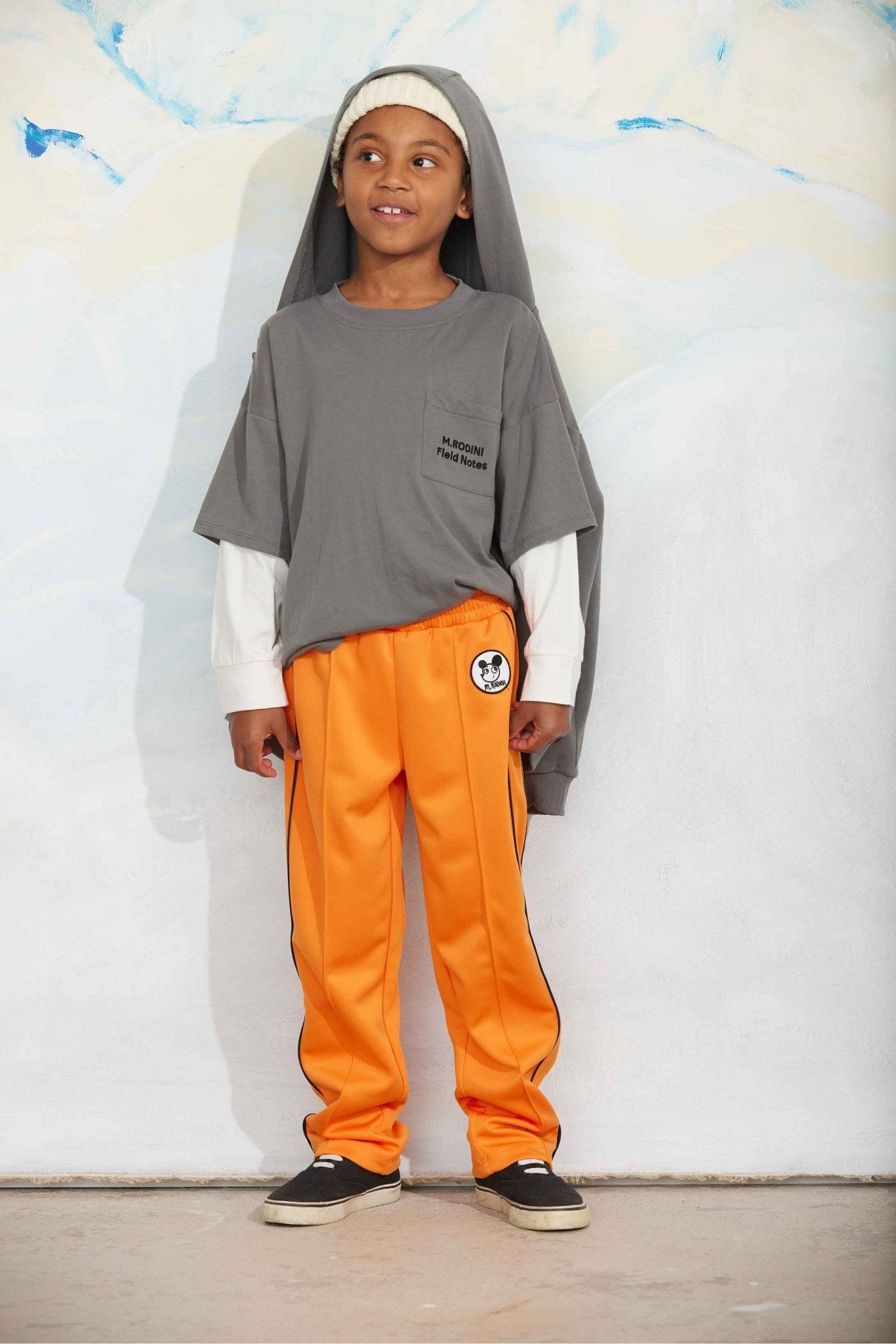 M.Rodini field notes emb ls tee - Grey van Mini Rodini | Kids Conceptstore Le Fanfare