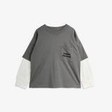 M.Rodini field notes emb ls tee - Grey van Mini Rodini | Kids Conceptstore Le Fanfare