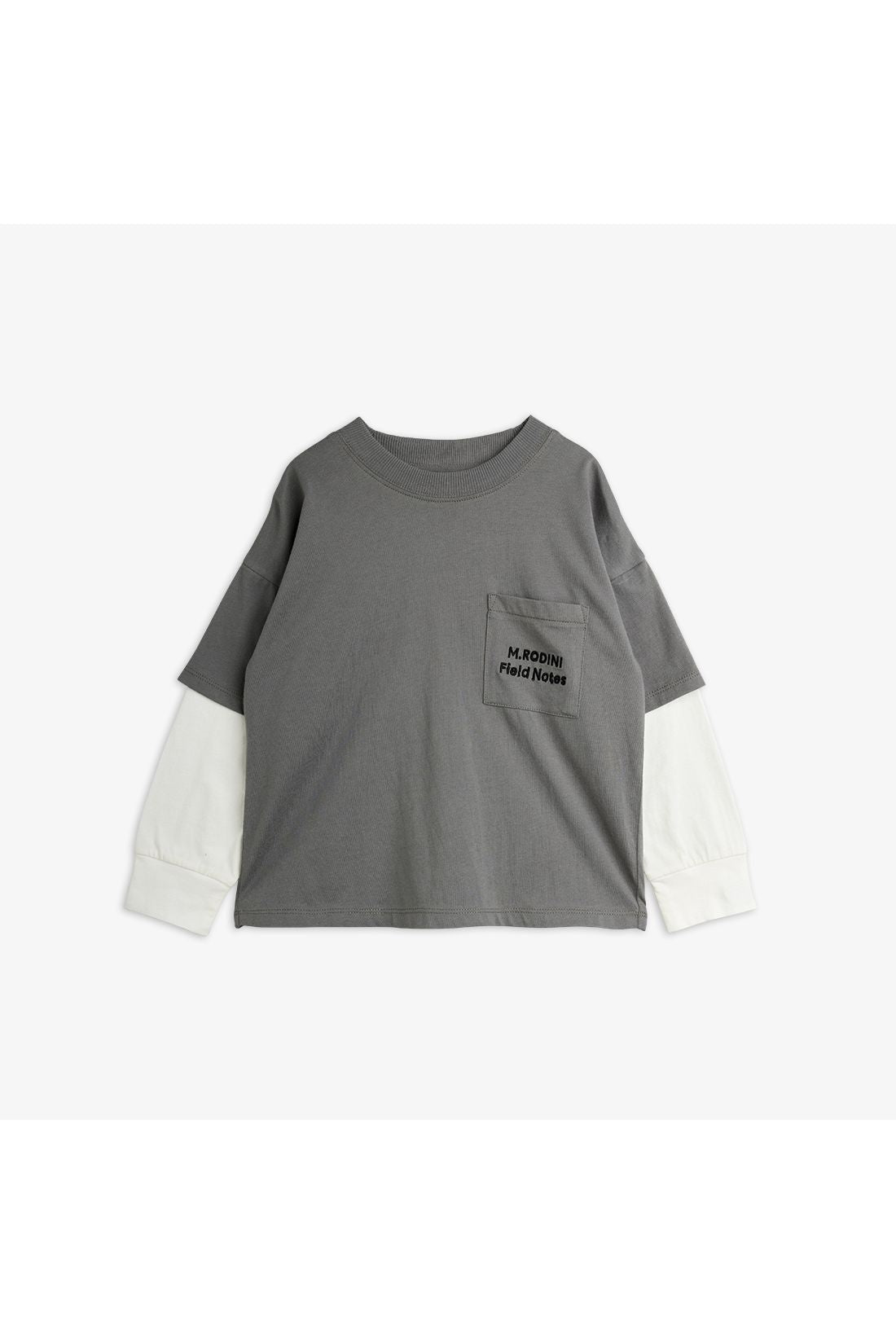 M.Rodini field notes emb ls tee - Grey van Mini Rodini | Kids Conceptstore Le Fanfare