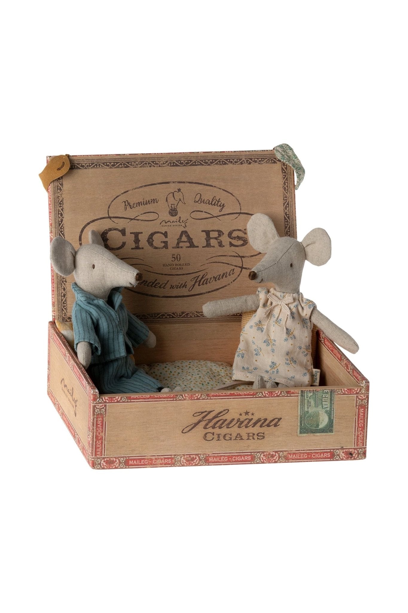 Mum And Dad Mice In Cigarbox van Maileg | Kids Conceptstore Le Fanfare