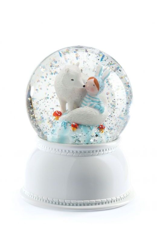 Nachtlampje Sneeuwbol Lila en Puppy van Djeco | Kids Conceptstore Le Fanfare