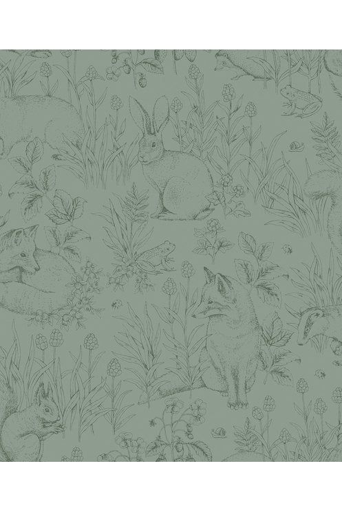 Newbie Wallpaper - Forest Friends - Green van Boråstapeter | Kids Conceptstore Le Fanfare