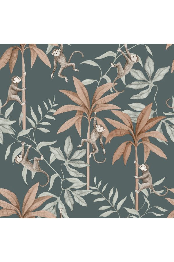 Newbie Wallpaper - Jungle Friends - Blue van Boråstapeter | Kids Conceptstore Le Fanfare