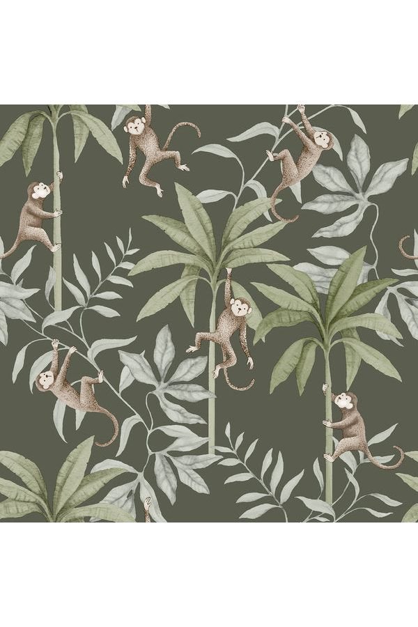 Newbie Wallpaper - Jungle Friends - Green van Boråstapeter | Kids Conceptstore Le Fanfare