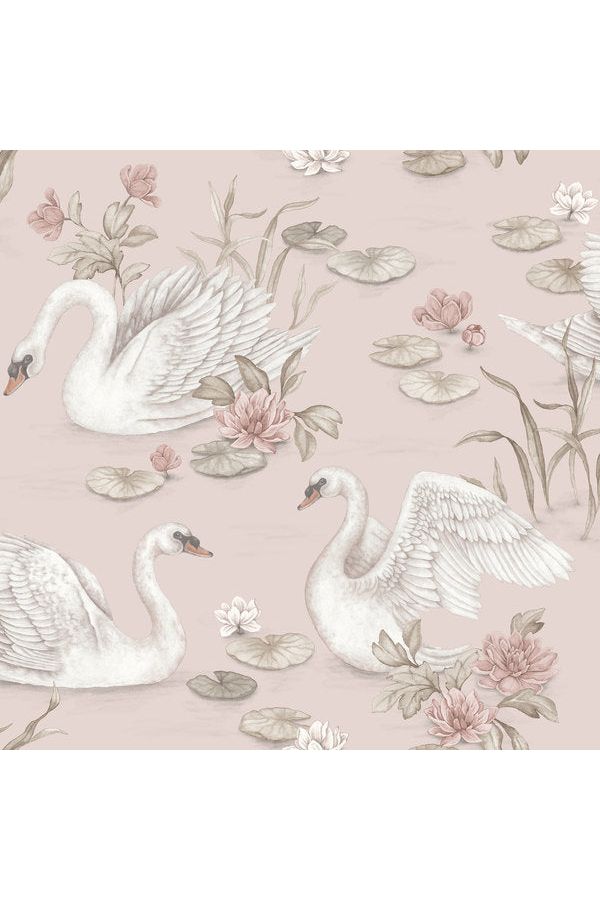 Newbie Wallpaper - Lily Swan - Pink van Boråstapeter | Kids Conceptstore Le Fanfare