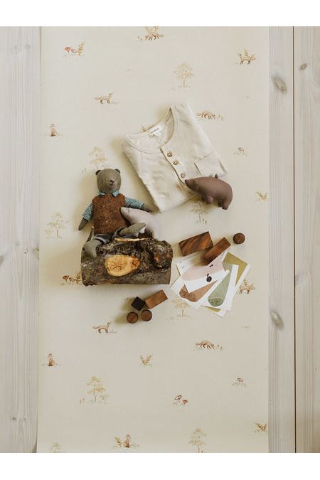 Newbie Wallpaper - Little Fox - Beige van Boråstapeter | Kids Conceptstore Le Fanfare