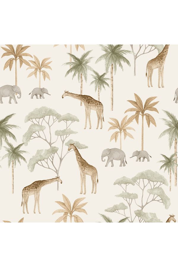Newbie Wallpaper - Savannah - White van Boråstapeter | Kids Conceptstore Le Fanfare