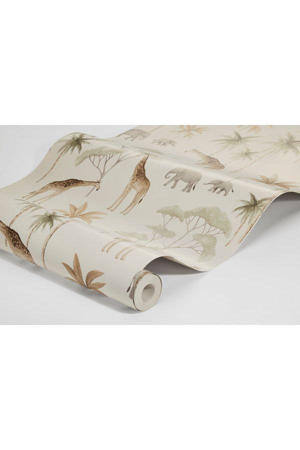 Newbie Wallpaper - Savannah - White van Boråstapeter | Kids Conceptstore Le Fanfare