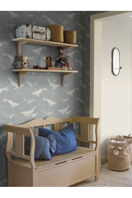 Newbie Wallpaper - Whales - Blue van Boråstapeter | Kids Conceptstore Le Fanfare