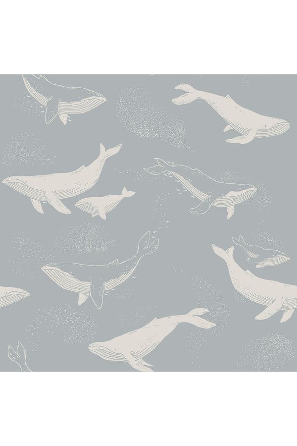 Newbie Wallpaper - Whales - Blue van Boråstapeter | Kids Conceptstore Le Fanfare