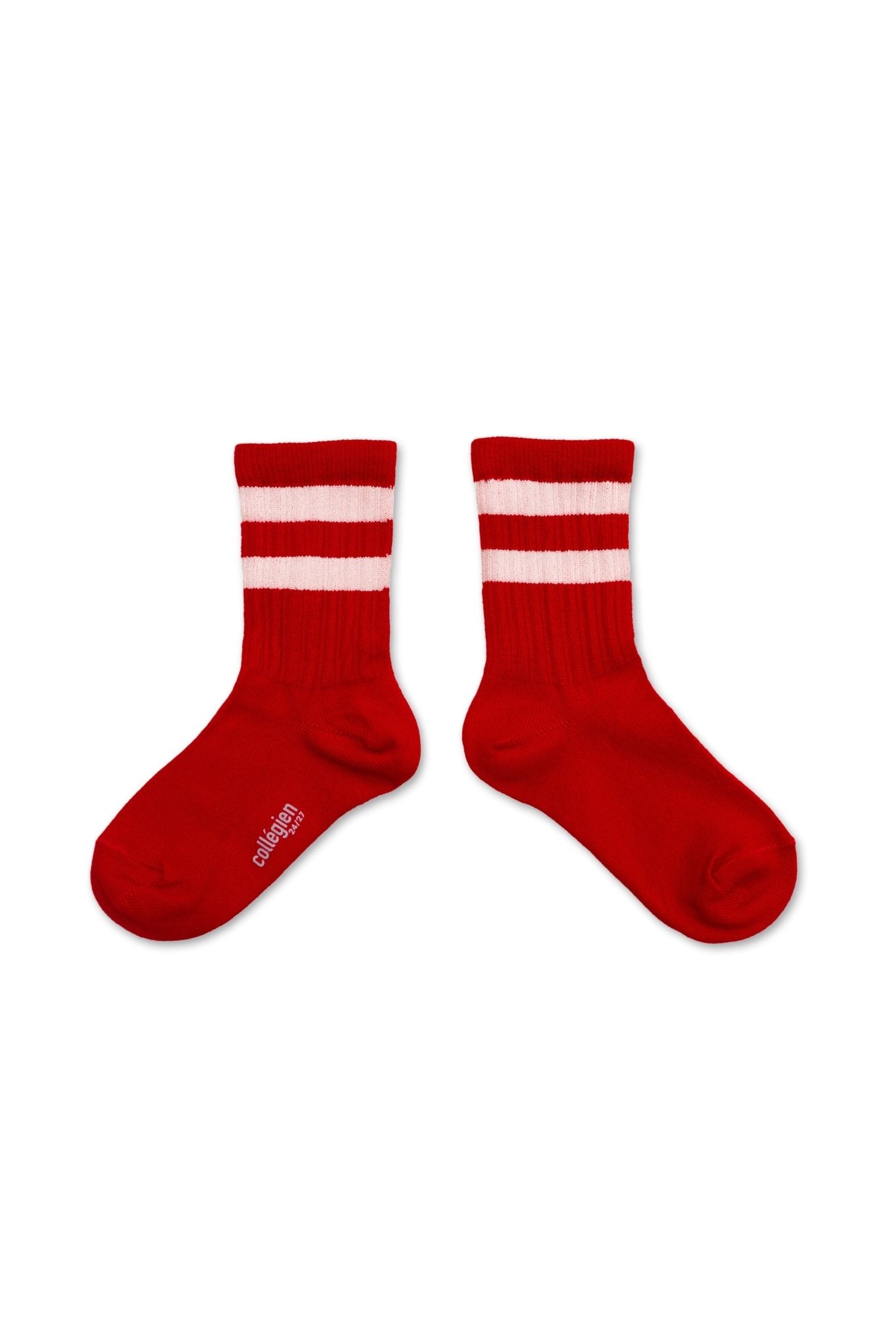 Nico - Ribbed Varsity Crew Socks - Coquelicot van Collegien | Kids Conceptstore Le Fanfare