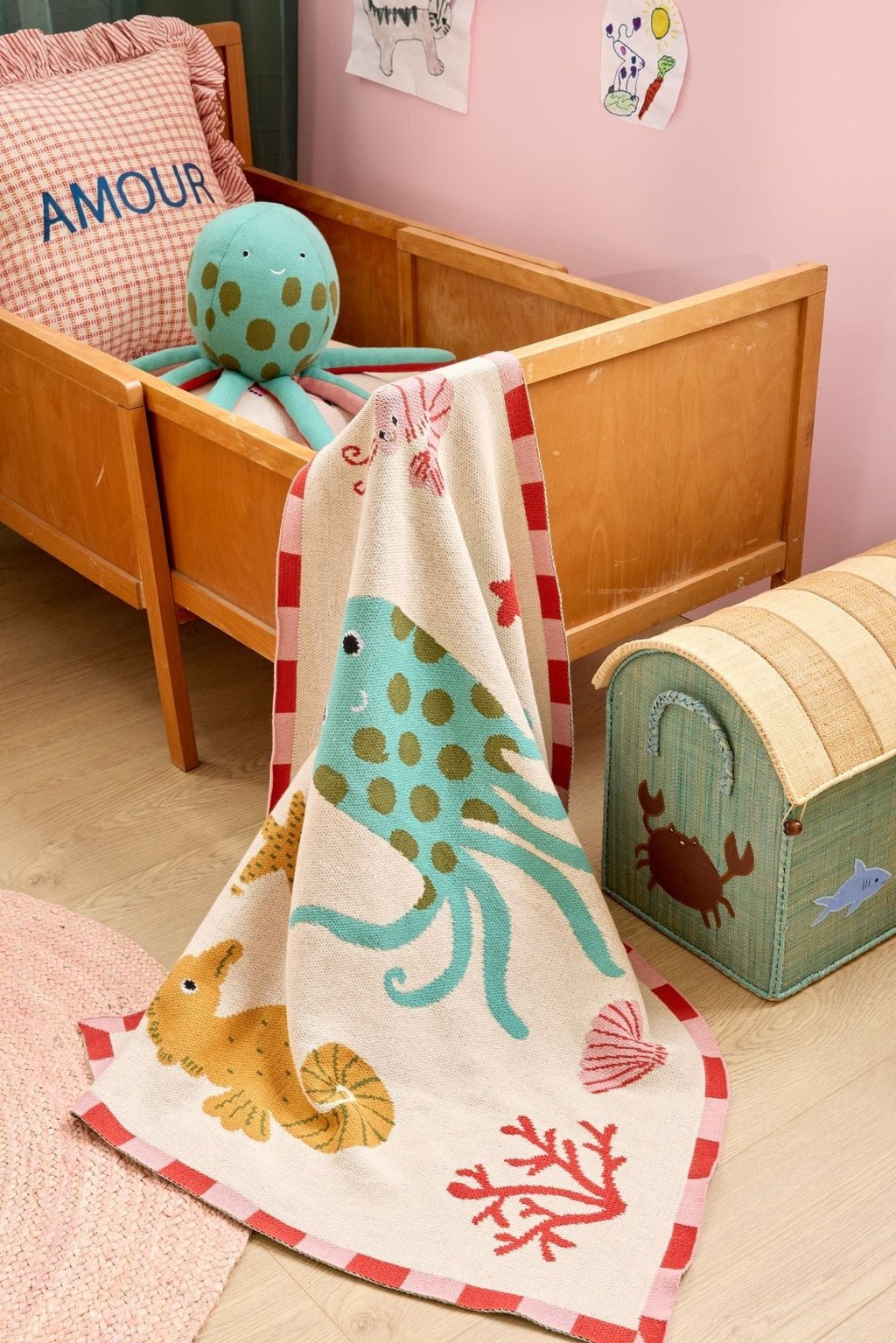 Octopus Cotton Plush Toy - Pink van Rice | Kids Conceptstore Le Fanfare