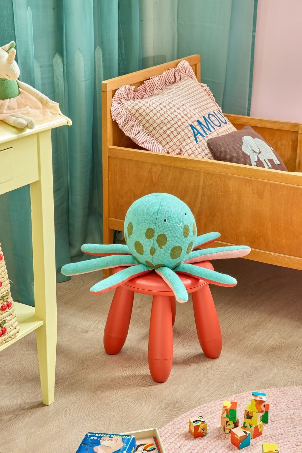 Octopus Cotton Plush Toy - Pink van Rice | Kids Conceptstore Le Fanfare