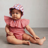 Ruffle Cap - Flamingo Pink/Gingham