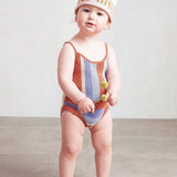 Wide Stripe Romper - Burnt Orange/Stripes