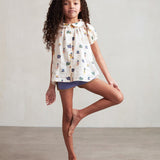 Short Sleeve Blouse - Gardenia/Tea