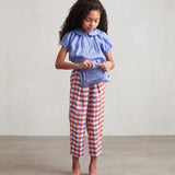 Short Sleeve Blouse - Iris/Checks