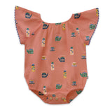 Ric Rac Romper - Punch Pink/Tea