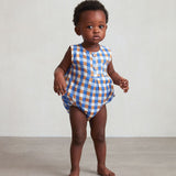Pocket Romper - Sky Blue/Gingham