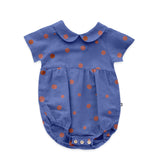 Short Sleeve Romper - Iris/Dots