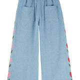 Pantalon denim brode tulipe - Bleu delave van Emile et Ida | Kids Conceptstore Le Fanfare