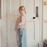Pantalon denim brode tulipe - Bleu delave van Emile et Ida | Kids Conceptstore Le Fanfare