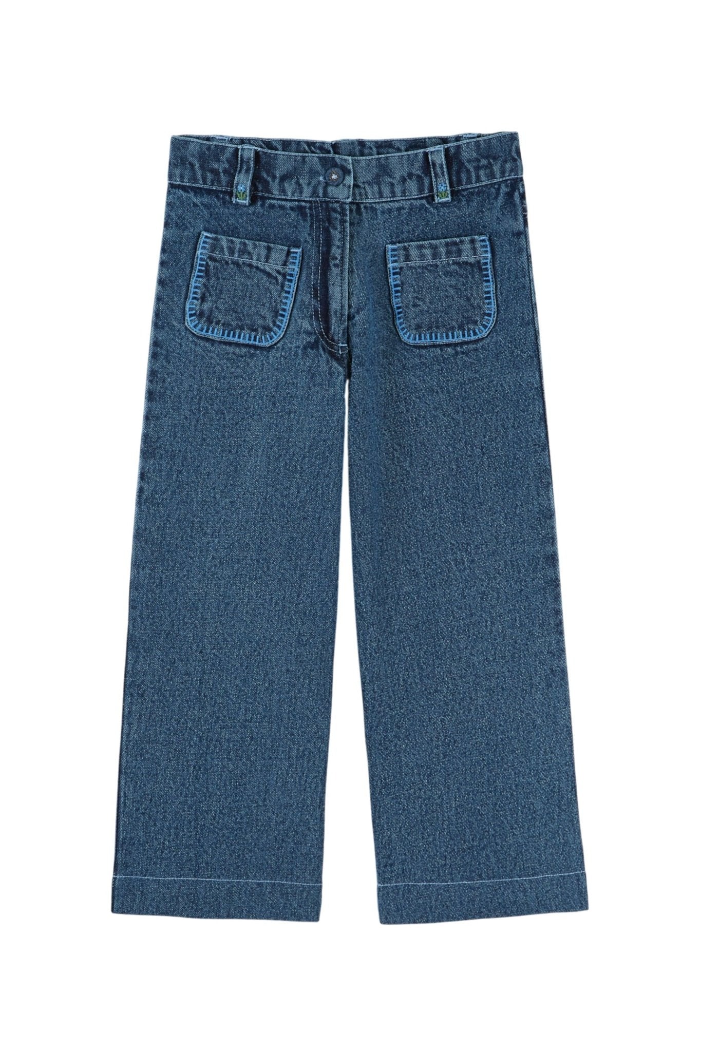Pantalon poches brodees denim - Denim van Emile et Ida | Kids Conceptstore Le Fanfare