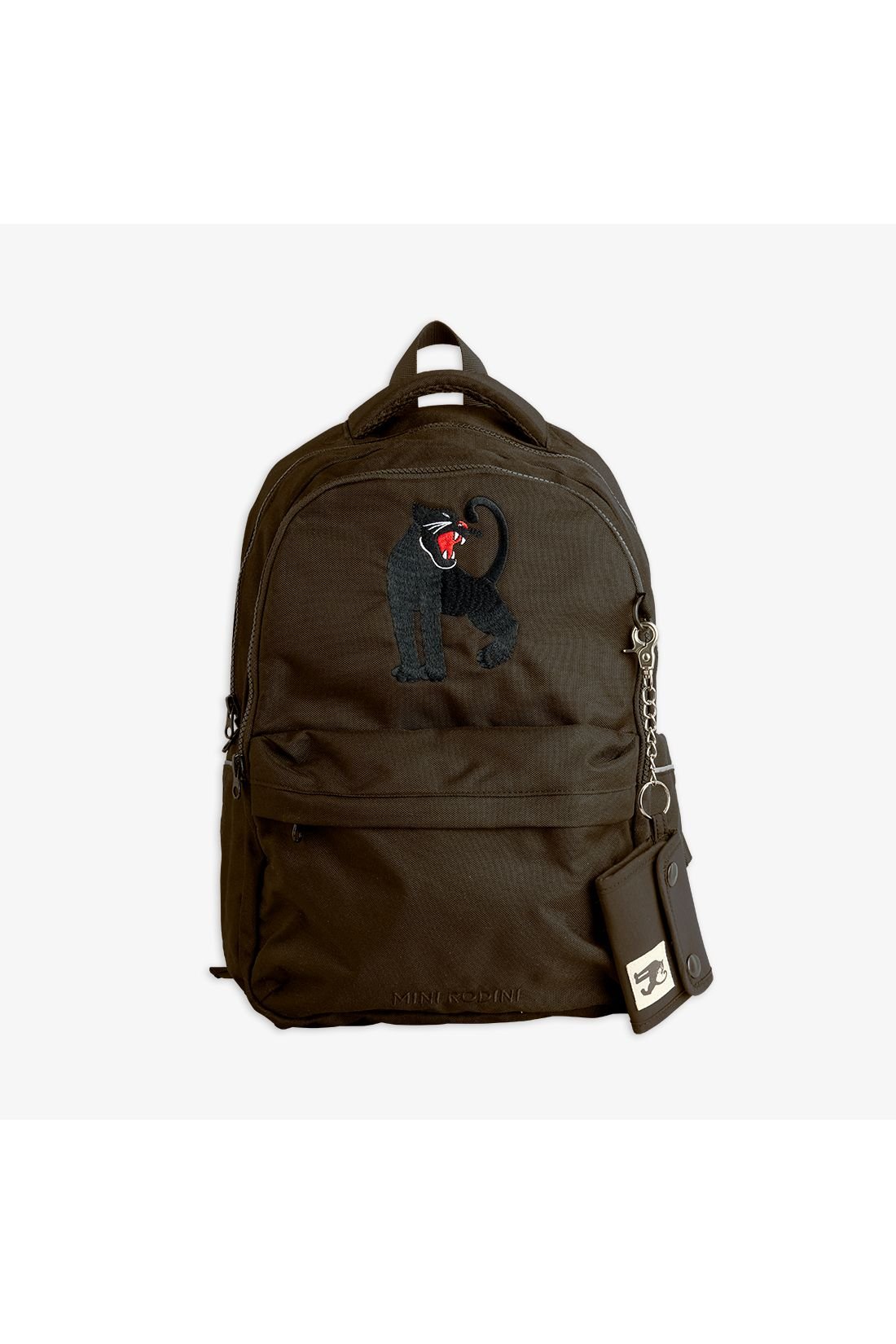 Panther emb school backpack - Brown van Mini Rodini | Kids Conceptstore Le Fanfare
