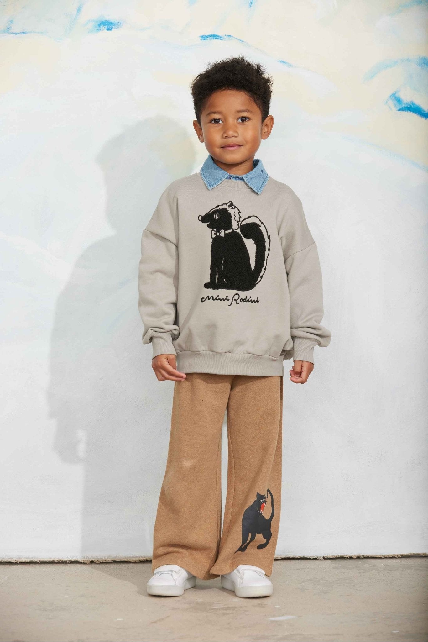 Panther sp melange sweatpants - Brown van Mini Rodini | Kids Conceptstore Le Fanfare