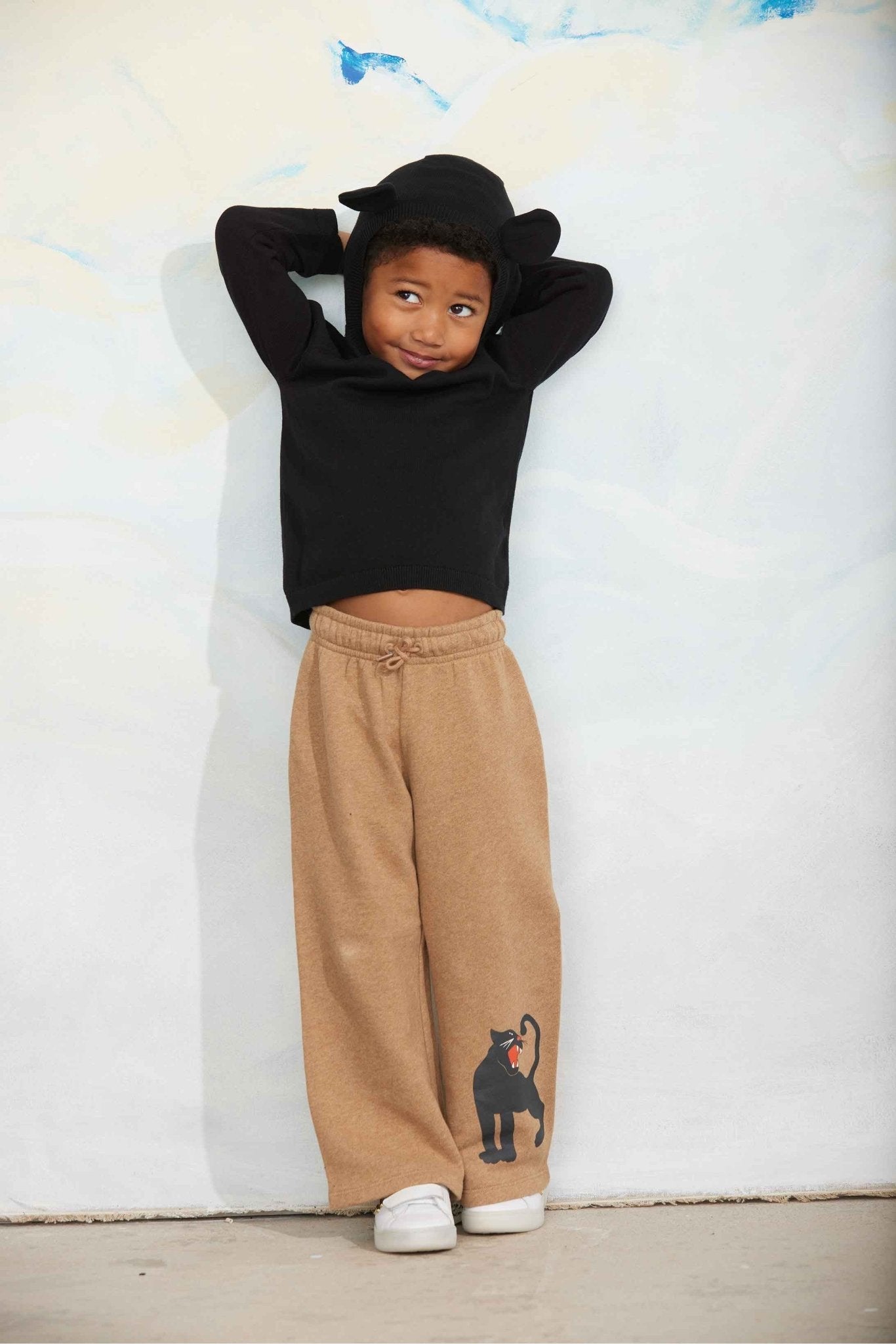 Panther sp melange sweatpants - Brown van Mini Rodini | Kids Conceptstore Le Fanfare