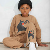 Panther sp melange sweatpants - Brown van Mini Rodini | Kids Conceptstore Le Fanfare