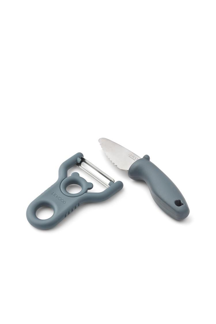 Pertense Peeler & Knife Set - Whale blue van Liewood | Kids Conceptstore Le Fanfare