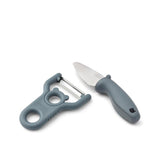 Pertense Peeler & Knife Set - Whale blue van Liewood | Kids Conceptstore Le Fanfare
