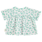 peter pan collar shirt - ecru w/ green flowers allover