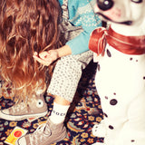 Socks - Ecru with rock and roll