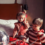 Knitted sweater - Bordeaux and light pink stripes