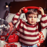 Knitted sweater - Bordeaux and light pink stripes