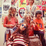 Knitted sweater - Bordeaux and light pink stripes