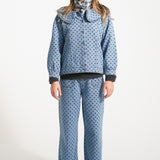 Flare trousers - Washed blue denim with black hearts