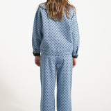 Flare trousers - Washed blue denim with black hearts