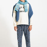 Unisex trousers - Blue with animal print