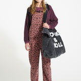 Terry cotton sweatshirt - Aubergine with animal print