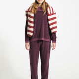 Knitted sweater - Bordeaux and light pink stripes